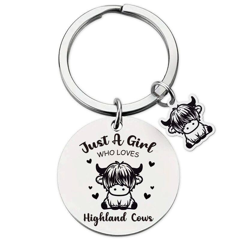 Stainless Steel Keychain Gift Plateau Cow Lover Birthstone Keychain Set Yak Birthday Keychain
