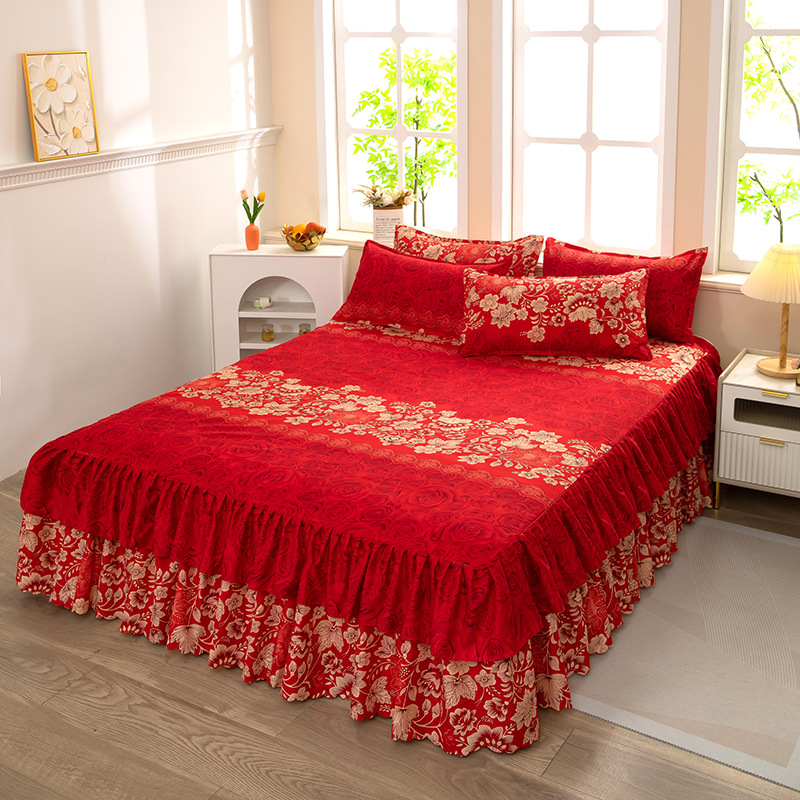 Falda de cama, sábana gruesa, colchón antideslizante agradable para la piel, funda protectora, funda de cama Simmons de una pieza, cama doble de 1,8 m