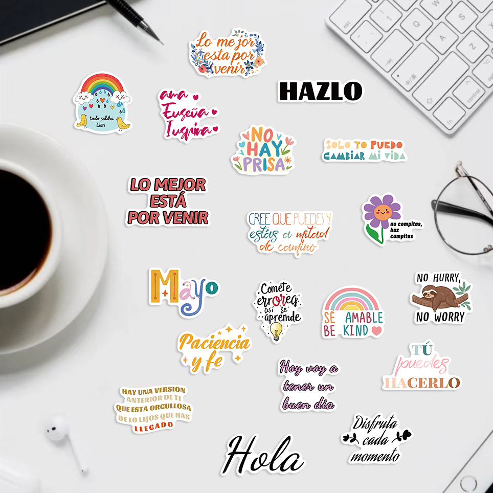 35g Weight Stickers Stationery Type 1 Set Quantity School Occasion PVC Material Guitar, Letter, Graffiti Pattern Cute Style 1 Set Guitar Letter Graffiti School PVC Cute Stickers 5