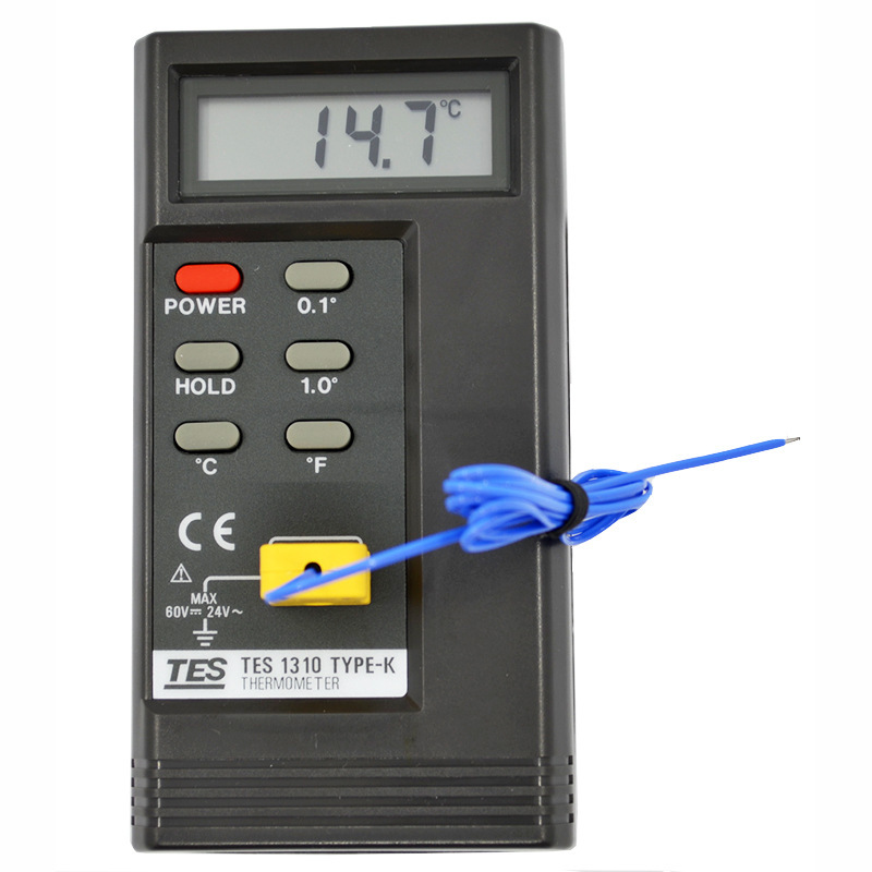泰仕TES-1300 tes1310热电偶温度表K型 探头接触式工业测温仪