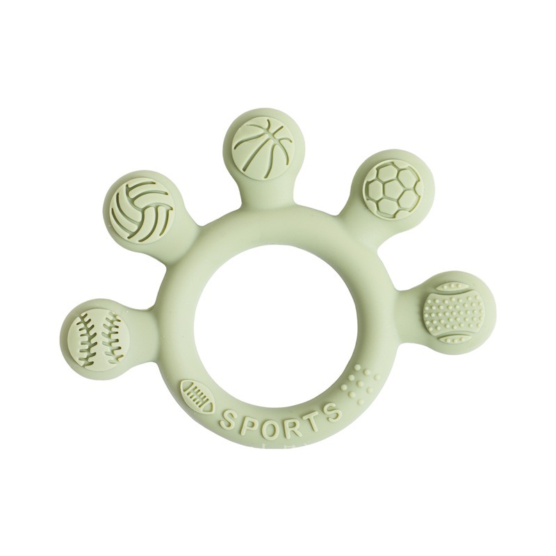 Silicone football palm teether mung bean color