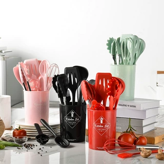 一体式全包硅胶不粘锅烹饪铲勺厨具10件套装 烹饪工具Kitchen set