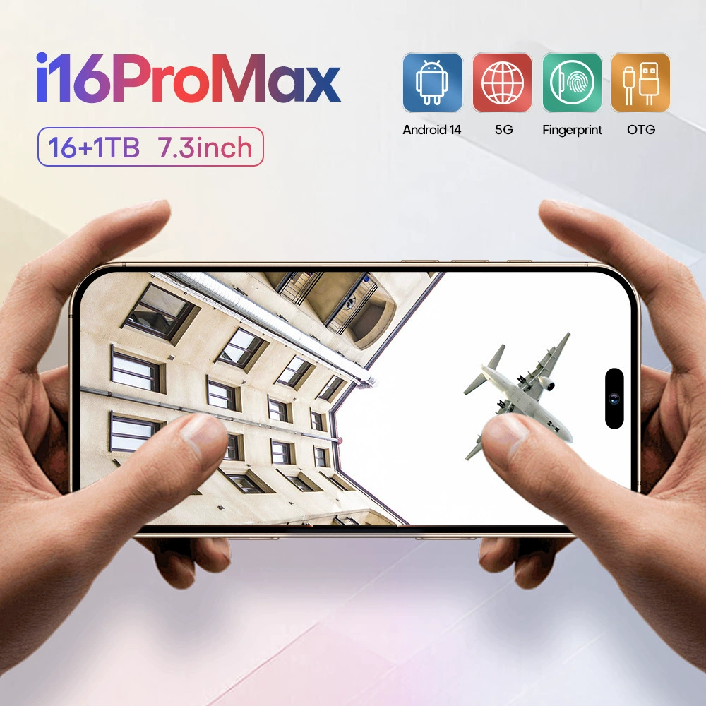 Смартфон i16 Pro Max, Android 14, 7,3-дюймовый AMOLED, 5G, 16 ГБ + 1 ТБ (варианты EU/US/AU/UK)