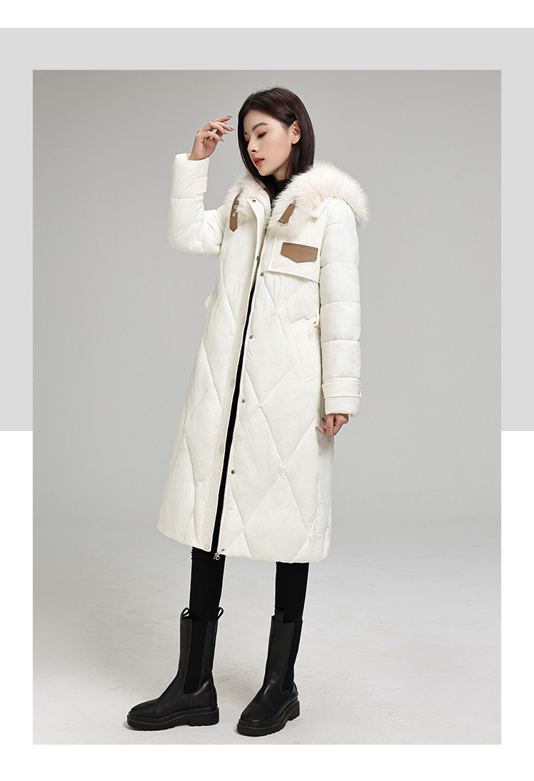 Women's Long Puffer Coat With Belt, Oversized Hooded Winter Jacket, Thickened Polyester Filling, Knee-Length Warm Parka For Cold Weather_voghion.com