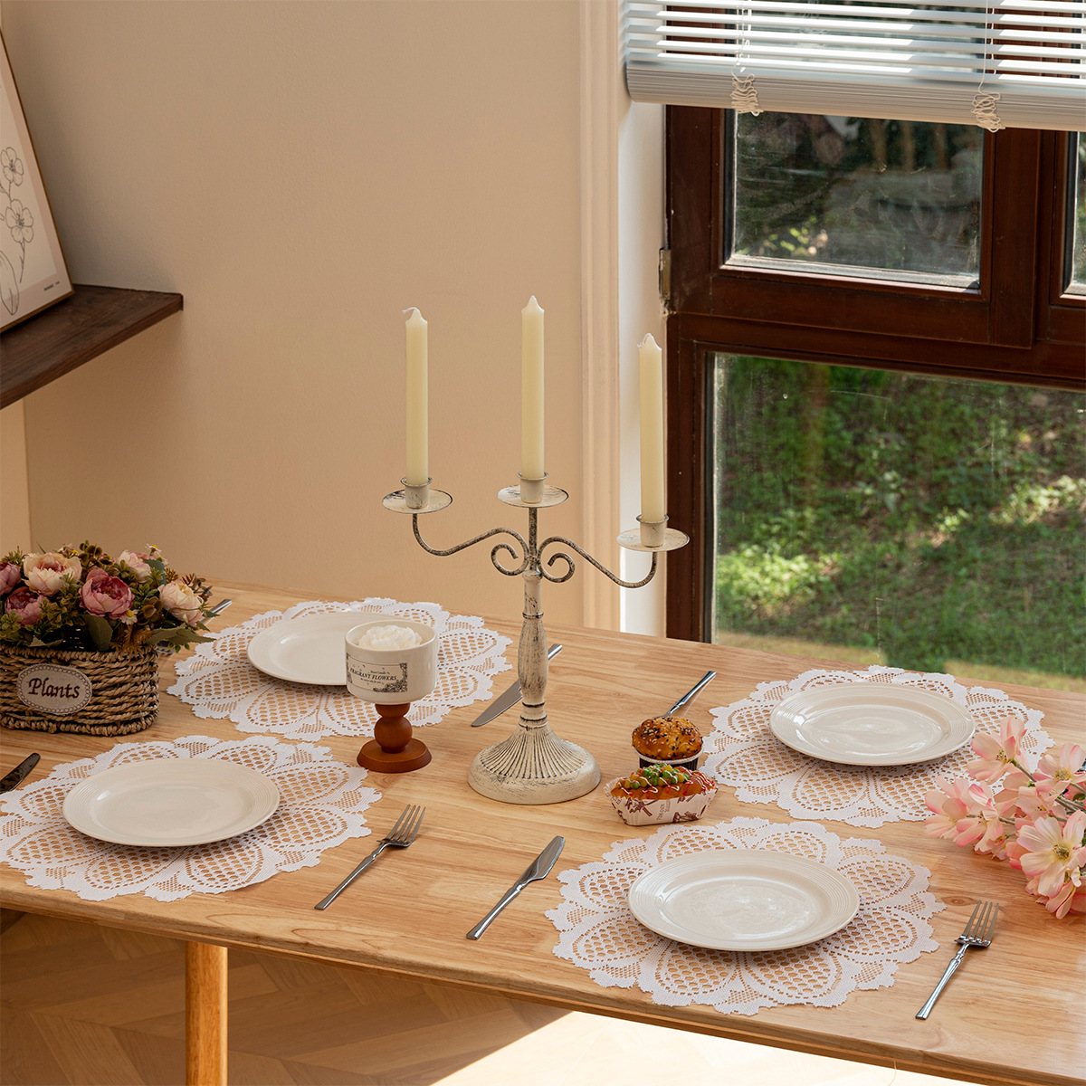 Encaje tejido por urdimbre transfronterizo margarita redonda mantel de flor de la perla servilleta del hotel mesa de centro para el hogar mantel TEMU