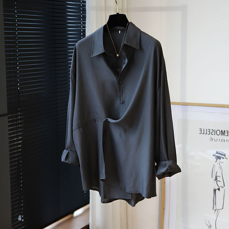 Ready Stock Lightweight Tencel Casual Slim Two-Wear Lapel Shirt for Women Spring and Autumn