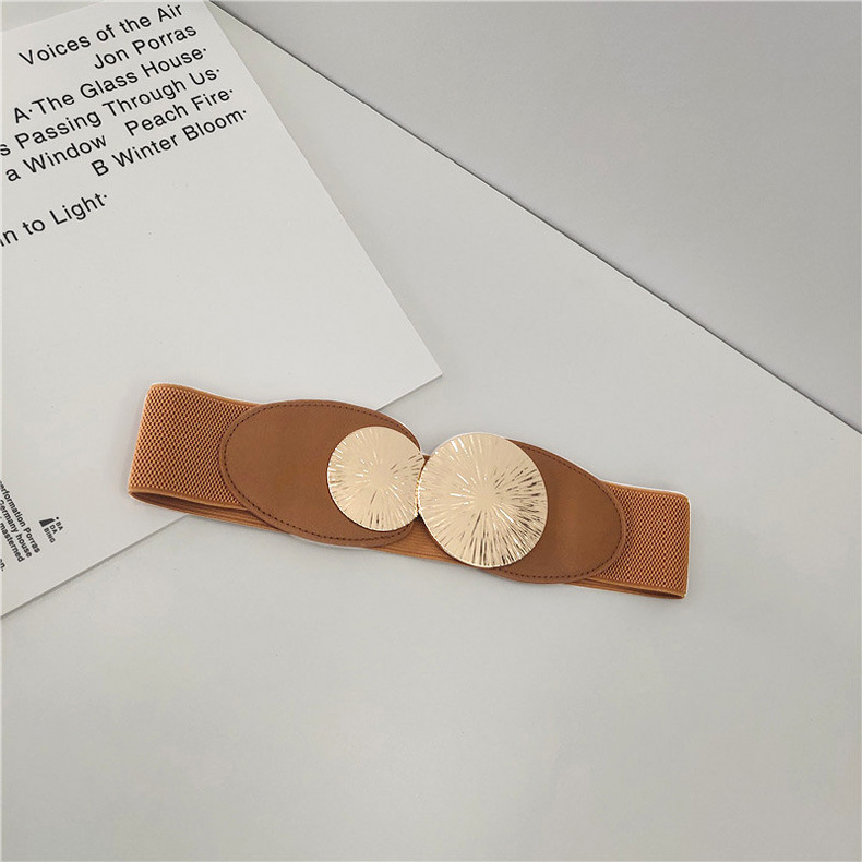 White, Red, Camel, Black Color Women's Loose Belt Metal Round Buckle Belt Wholesale