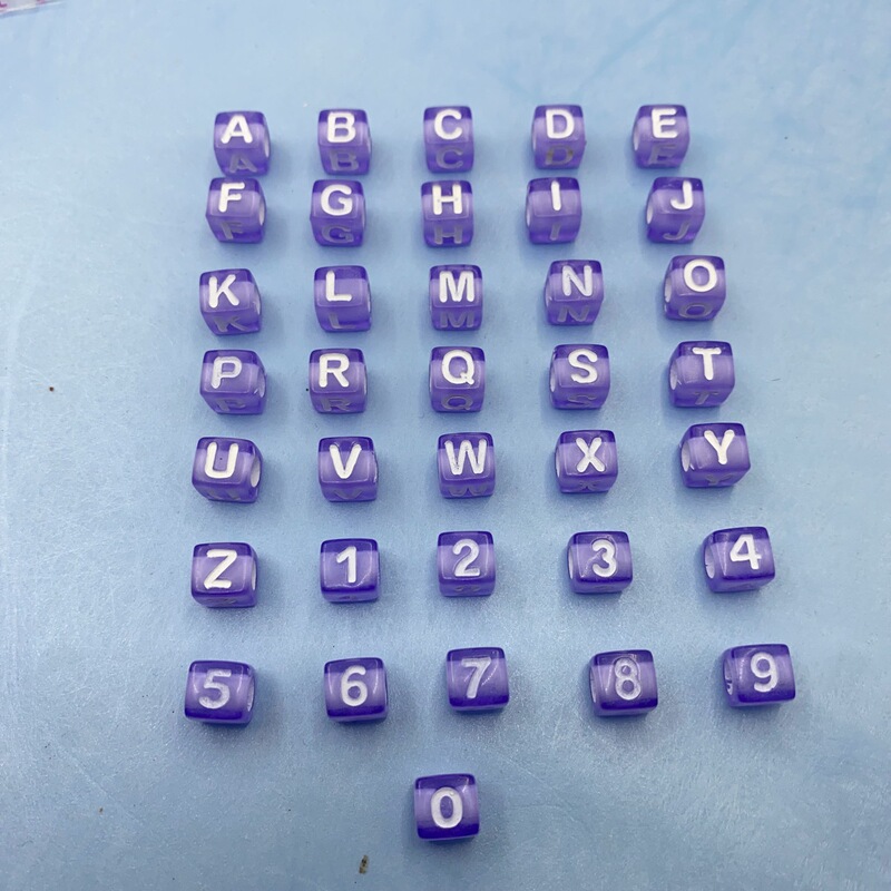 Washable Transparent Letter Beads 7*7mm Square Purple Letter Beads Optional Electroplated Beads Jewelry Bracelet Accessories Versatile Washable Transparent Letter Beads 7*7mm Square Purple Letter Beads Optional Electroplated Beads Jewelry Bracelet Accessories Versatile