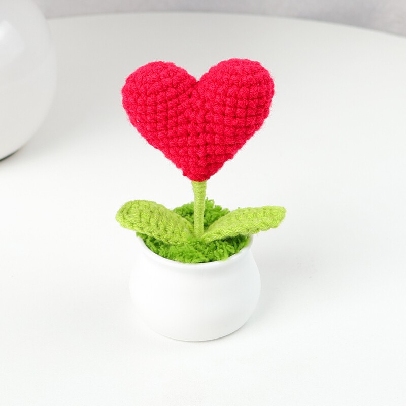 完成したウールひまわり鉢植えスズラン造花チューリップデスクトップ装飾品バレンタインデー教師クラスメートギフト|undefined