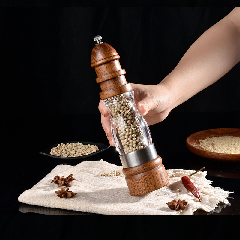 橡木陶瓷芯香料研磨器 胡椒研磨瓶調(diào)料瓶 手動(dòng)研磨瓶海鹽研磨器