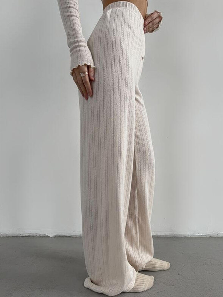 Bộ đồ ngủ nữ 3 món áo cardigan dài tay quần dài họa tiết jacquard — Màu be, Màu hồng chi tiết 91