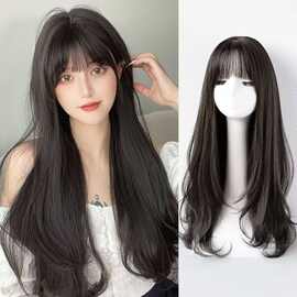 空气刘海长卷发大波浪日常仿真头皮蓬松自然黑茶色假发全头套款式