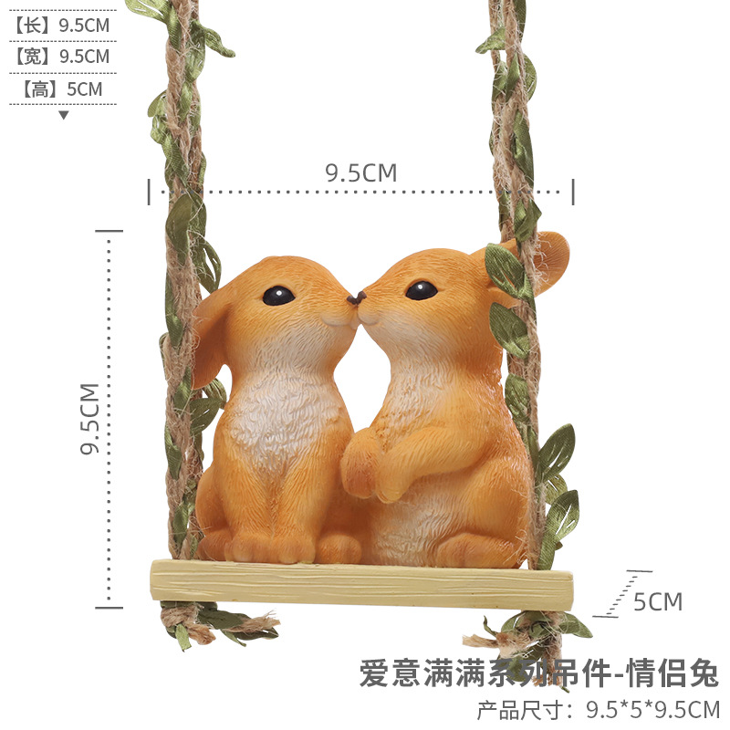 Animales de dibujos animados creativos padres-hijos jardinería colgante jardín paisaje jardín cálido adornos de familia colgante de resina