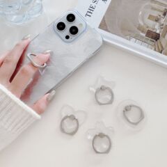 携帯電話リングホルダー金属リング携帯電話ホルダークリエイティブ透明 PC クリスタルアクリル透明リングバックル