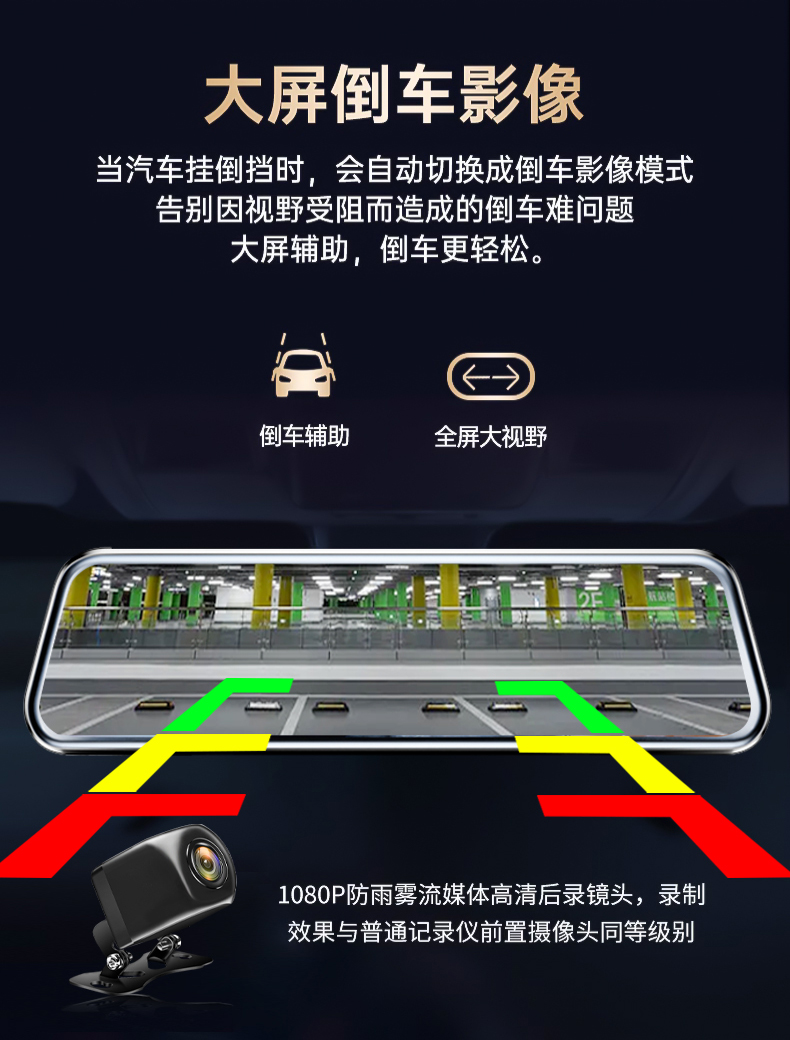 Renwoxing Car Recorder Remote Monitoring New Wireless Streaming Rearview Mirror Front and Rear Navigation