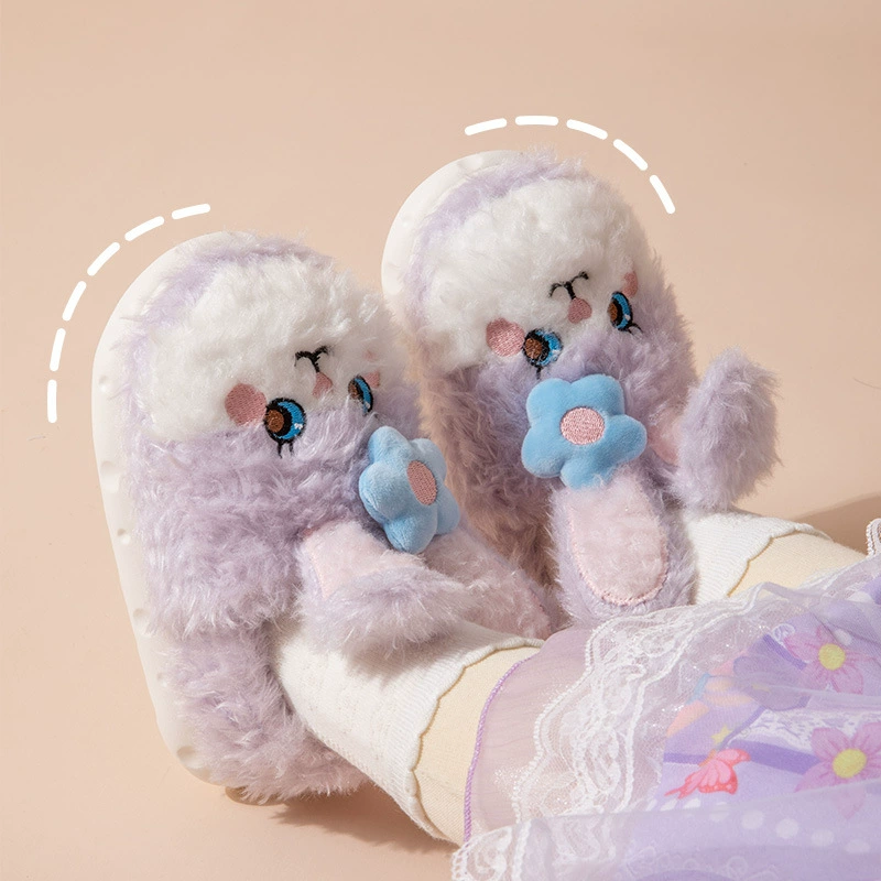 Children's winter slippers, cute keep warm rabbit for princess, increased thickness