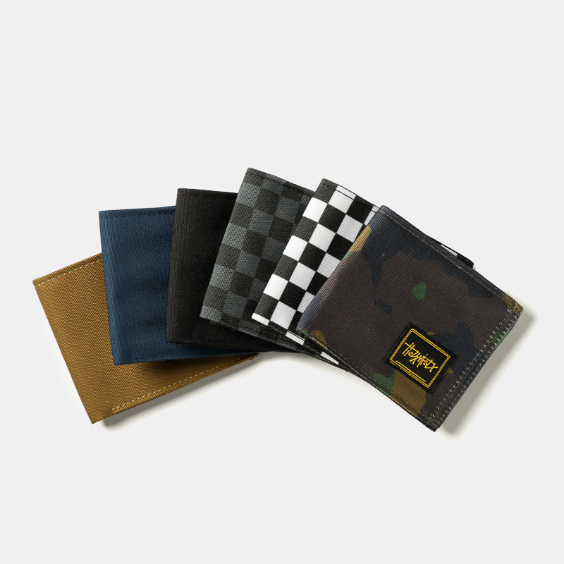 New cross-border ultra-light men's wallet with student card slots 80% off wallet for teenagers with plaid pattern trendy brand folding coin purse