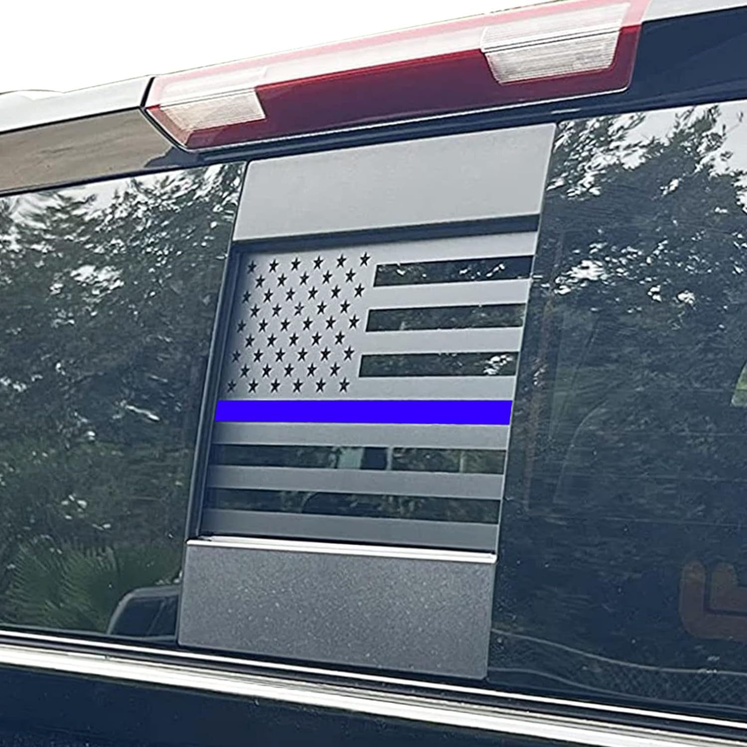 Aplicable a Chevrolet GMC vinilo pegatinas ventana trasera de la bandera de los Estados Unidos pegatinas negro mate