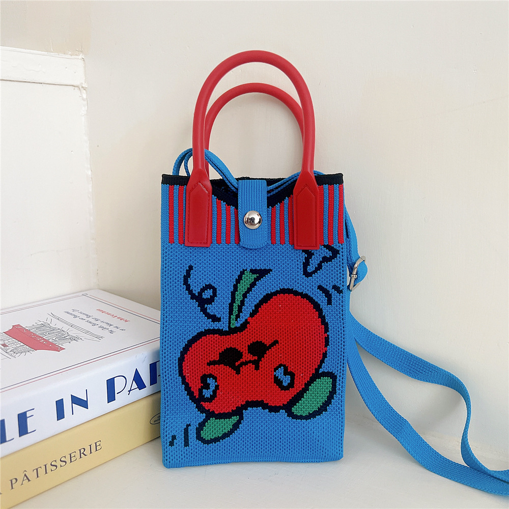 108g Weight Polyester Lining Material Buckle Closure Type Top Handle Strap Type Handbag Bags Type Casual, Daily Occasion Knit Material Cat Pattern All Seasons Season Women's Gender Vintage Style, Classic Style Style Bucket Shape Small Size Women's Small Knit Cat Vintage Style Classic Style Bucket Buckle Handbag 10