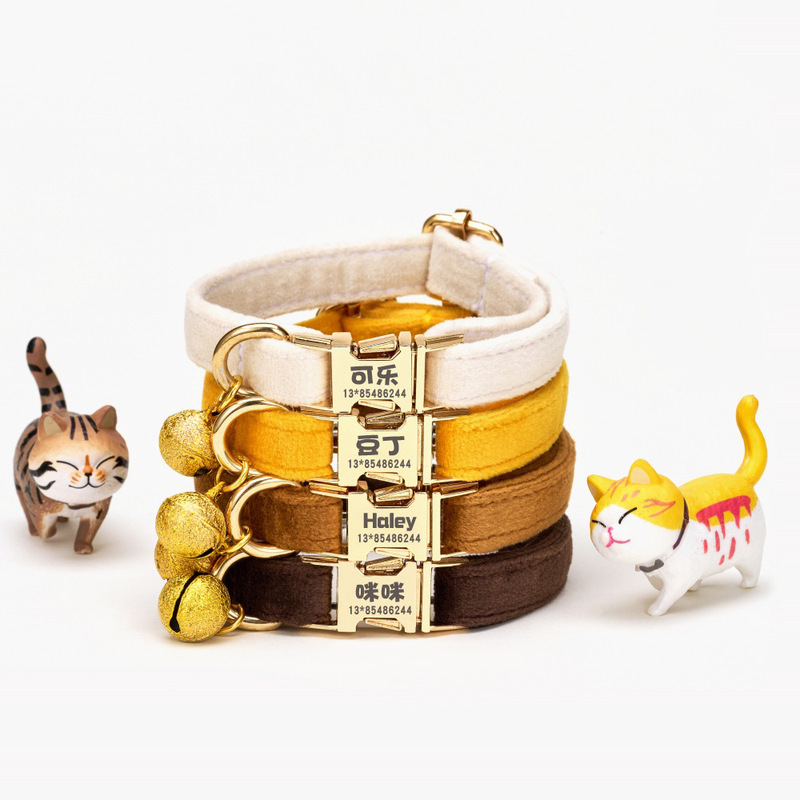 Pet Engraved Anti-Lost Collar Cat Necklace Cat Supplies Bell Collar Adjustable Bell Collar Collar Identity Tag
