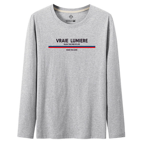 Men's long-sleeve T-shirt, round neck, solid color, slim fit, suitable for middle-aged and young adults, sports top for spring and autumn, simple large size T-shirt