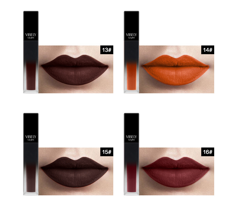 VIBELY matte nude liquid pearlescent lip gloss from Europe and America, matte non-stick cup, non-fading lip gloss, a bestseller in foreign trade undefined