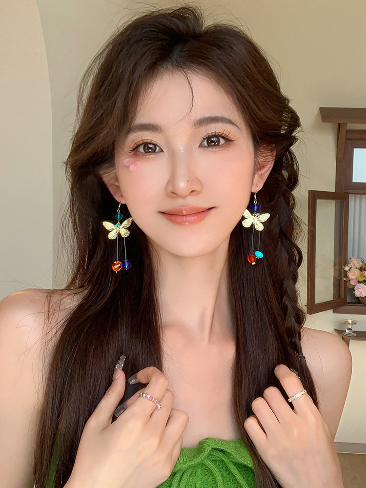 16g Weight Iron Ear Needle Material Drop Earrings Classification 1 Pair Quantity Beach, Date, Lawn Occasion Alloy Material Butterfly Pattern All Seasons Season Women's Gender Polished Finish Vacation, Sweet Style 1 Pair Vacation Sweet Butterfly Alloy Drop Earrings 2