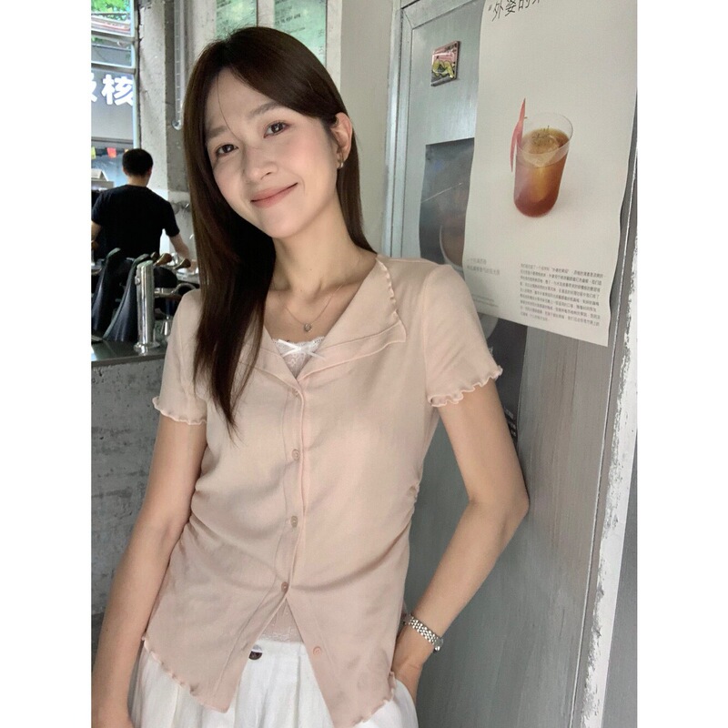 New for Summer 2026【Miss Miss Home】Women's Lace Patchwork Faux Two-Piece Button-Up Slimming Top 51023 New for Summer 2026【Miss Miss Home】Women's Lace Patchwork Faux Two-Piece Button-Up Slimming Top 51023