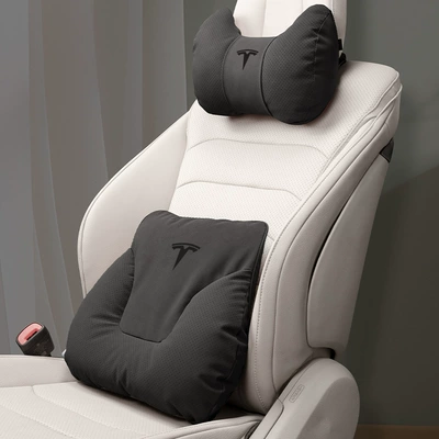 Headrest | Waist Support, Neck Pillow, Car - horn-model-noble-black-tesla-headrest-lumbar-support-one-each