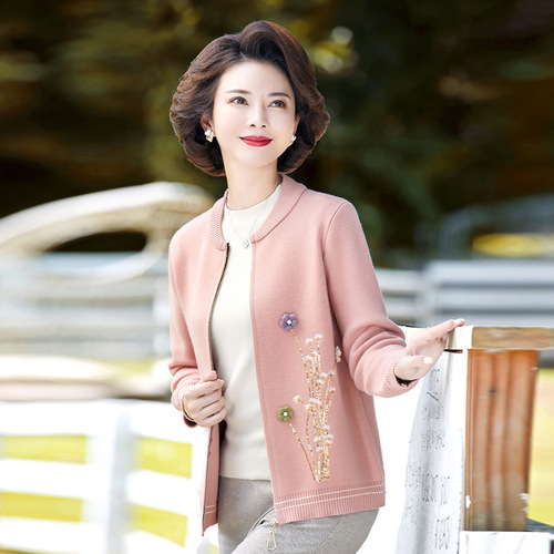 妈妈秋装针织打底衫2022新款中年女洋气减龄上衣中老年宽松薄毛衣 pic 2