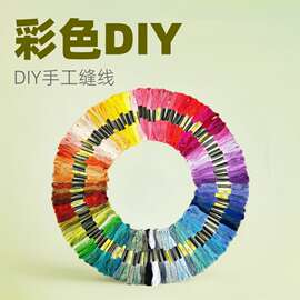 亚马逊爆款十字绣线彩色DIY手工涤棉6股刺绣绣线447色现货批发