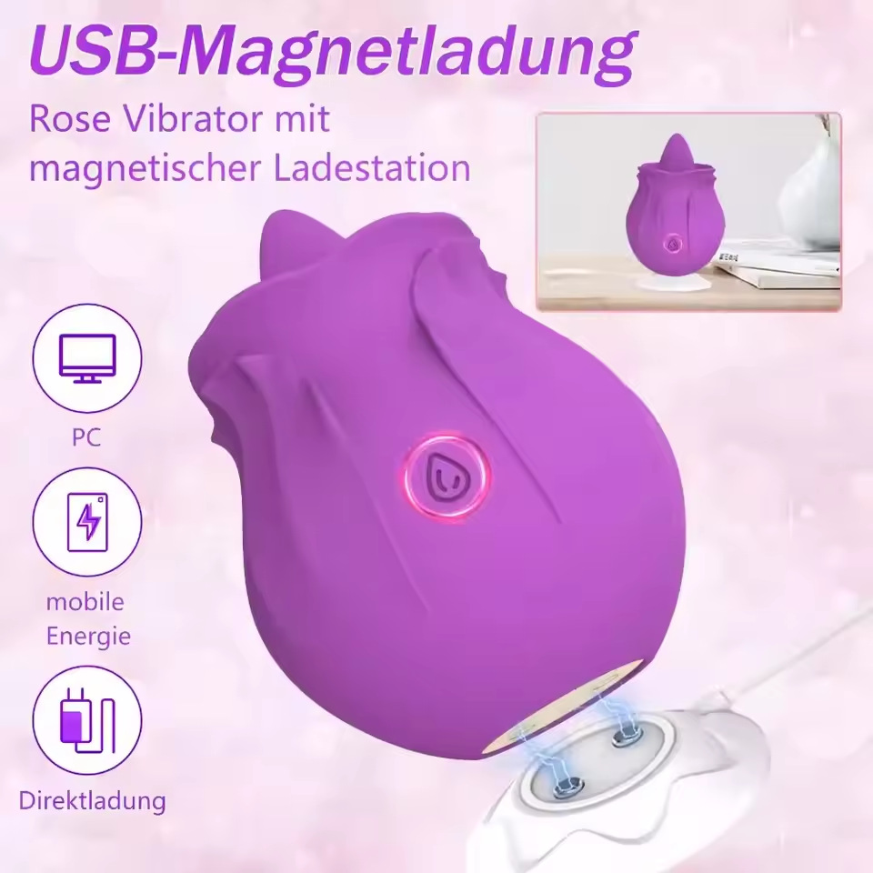 Huevo Vibrador con Succión Forma de Rosa de Silicona, Silencioso, para Mujeres