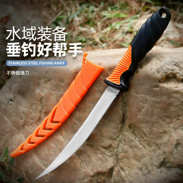 Stainless Steel Fish Knife for Scraping Scales, Sharp Fillet Knife with Sheath, Outdoor Fishing Knife, Hot-Selling Scale Scraper Fishing Gear