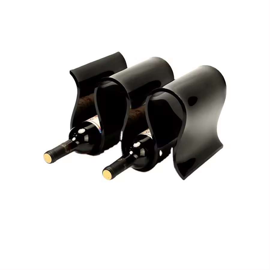 Customized Acrylic Transparent Black and White Curved Red Wine and Wine Bottle Storage Rack Suitable for Home Ktv Bar