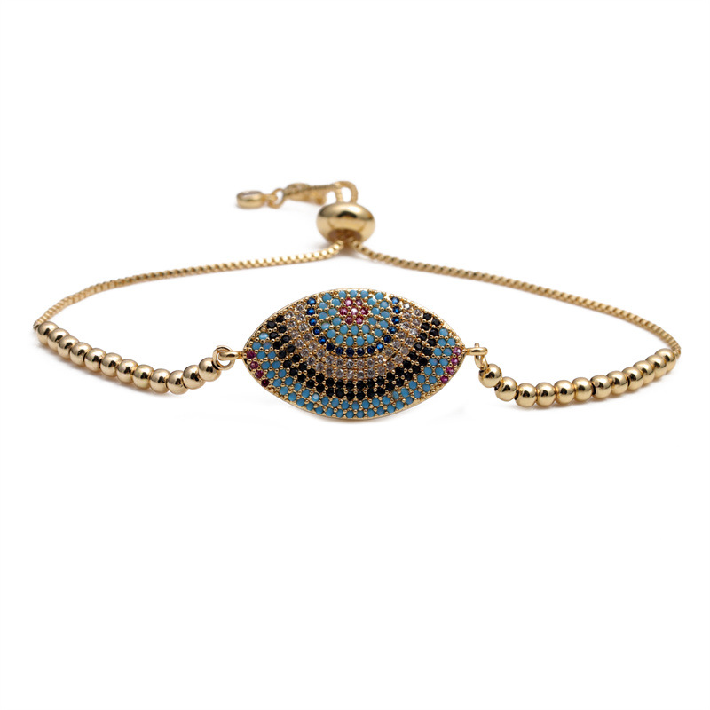 Fashion Devilu0027s Eye Zircon Geometric Adjustable Pull Box Chain Full Diamond Telescopic Copper Br