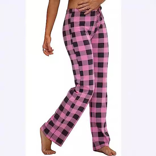 Amazon Women's Spring and Autumn Rope Corduroy Grid Print Pants Long Pants Casual Pants Home Pants Loose and Slimming