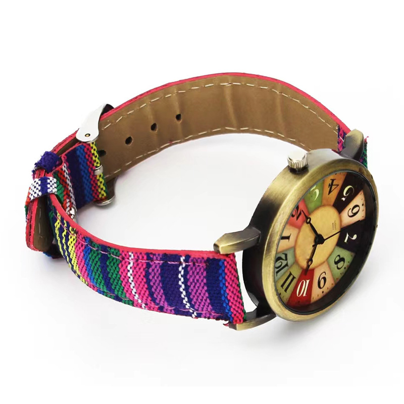 Elegant Bronze Canvas Strap Watch Style 5