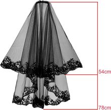 韩式新娘拍照黑色头纱万圣节复古写真头纱黑色蕾丝个性旅拍长头纱