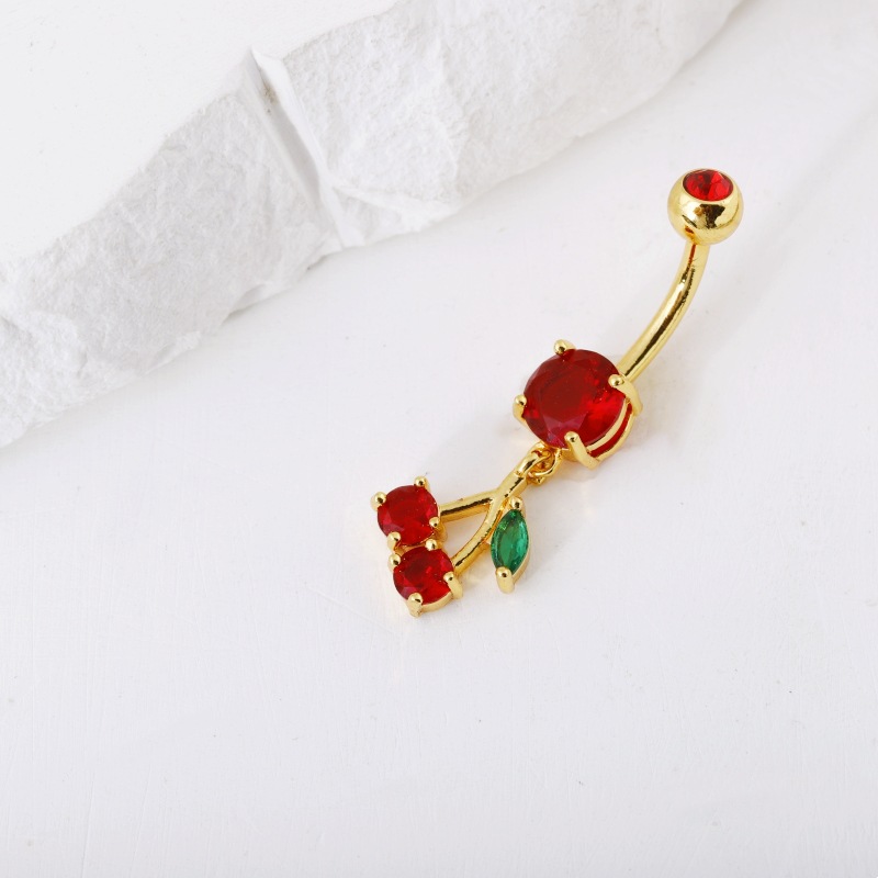 Pendentifs cerises rouges, clous d'oreilles, bijoux de piercing fruités, anneaux de nombril, fermoirs de nombril en stock_voghion.com
