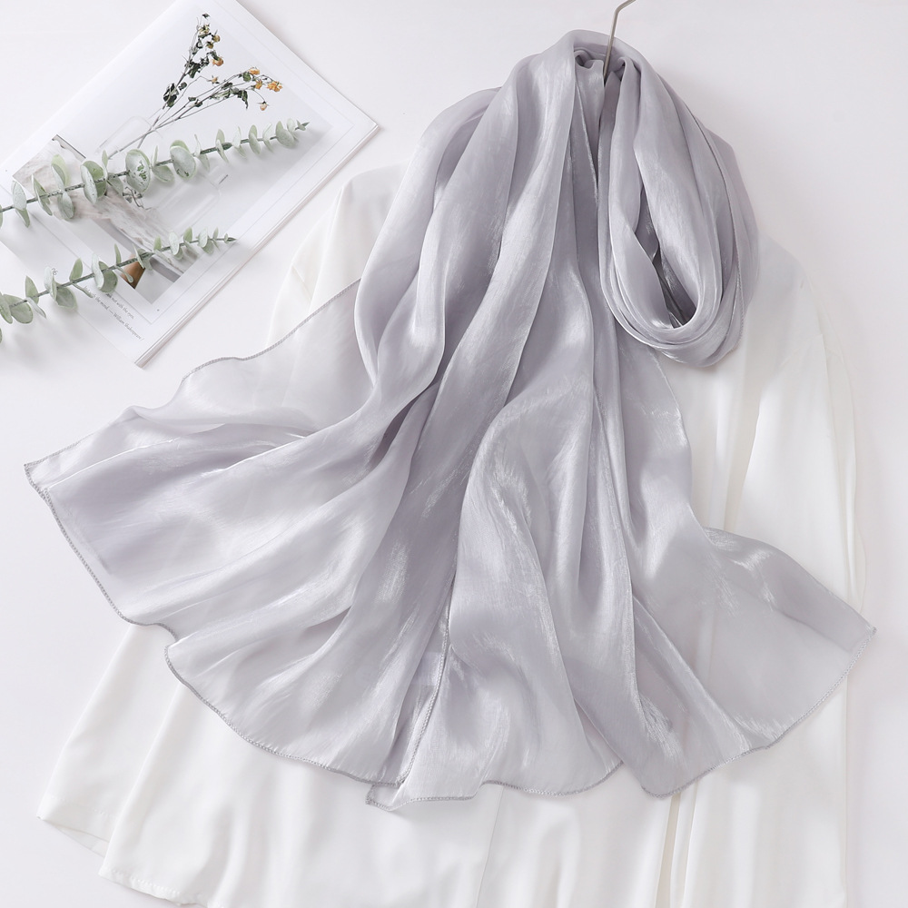 Femmes Élégant Style Vintage Couleur Unie Organza Écharpe En Soie display picture 17