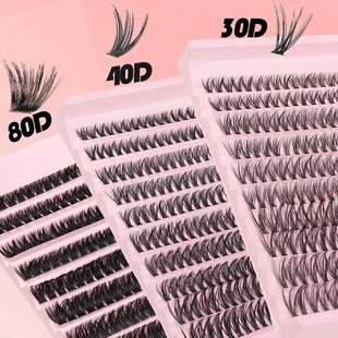 Diylash Hot Melt 30D40D80D Ten Rows of Single Cluster Mixed Segmented False Eyelashes, Curled, European and American Style, Lightweight and Natural