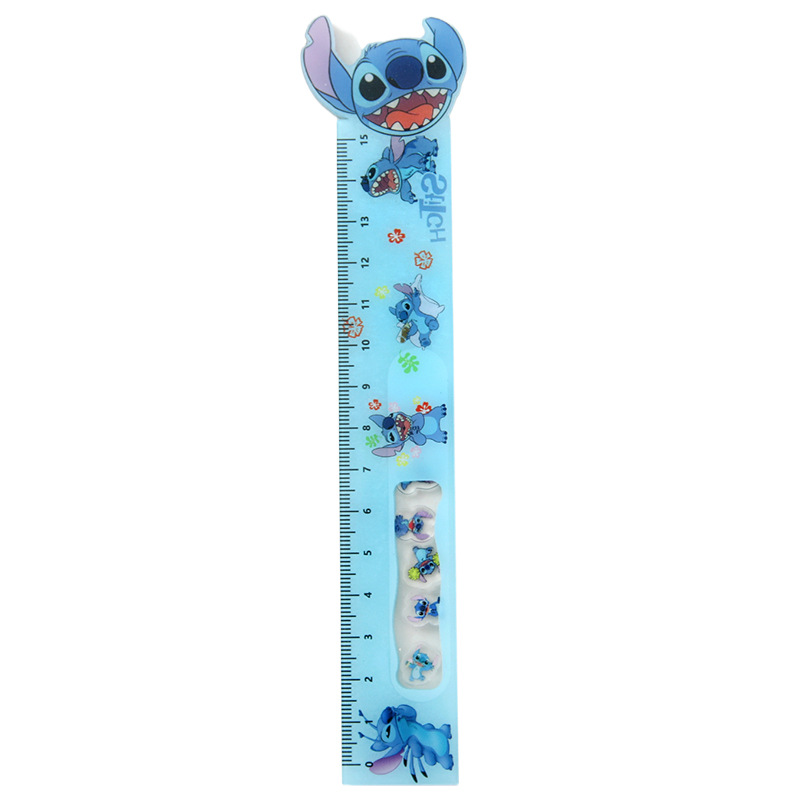 Sacudiendo de dibujos animados regla acrílica de alto valor marca azul pequeña regla de 15cm material de papelería de aprendizaje para estudiantes de primaria