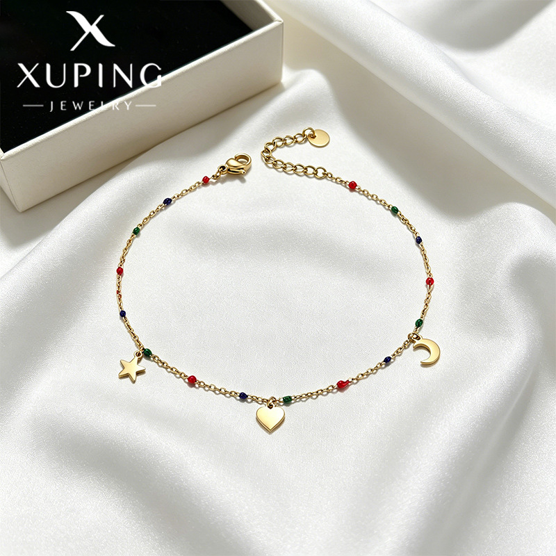 Xuping amor estrellas de verano pulsera de color de moda simple acero inoxidable 14k joyas de estilo de vacaciones mujeres