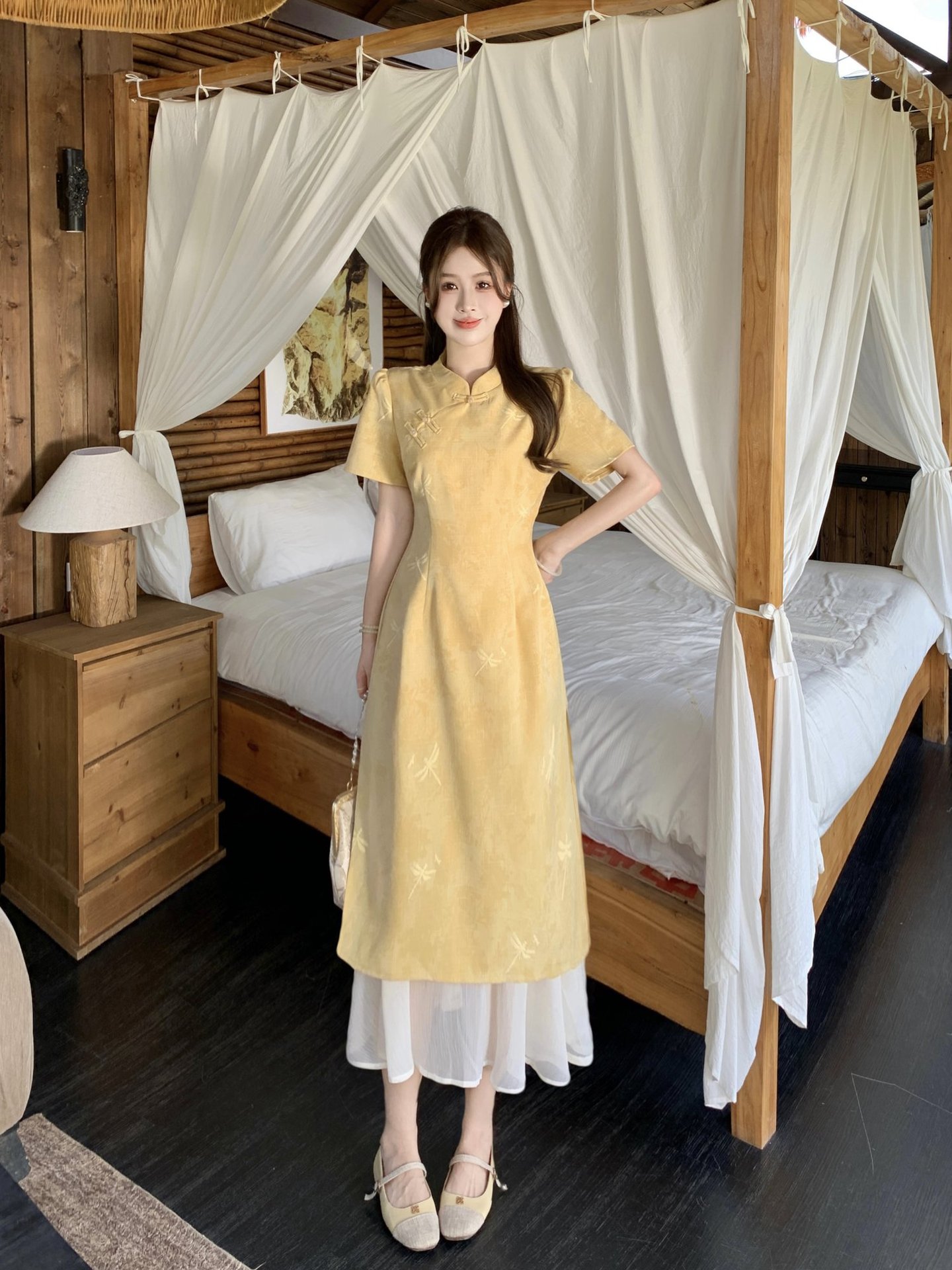 GraceChic New Chinese National Style Buttoned Cheongsam For Women Summer Plus Size Slimming High-end Elegant Long Dress_voghion.com