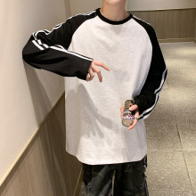 美式高街风春秋ins潮牌宽松正肩重磅二条杠长袖卫衣男款上衣服
