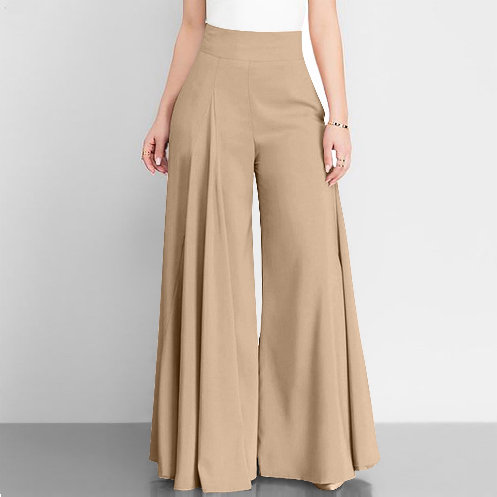 2026 Spring And Summer OL Women's Solid Color High Waist Wide Leg Pants Skinny Thin Casual Pants_ecoleips.com