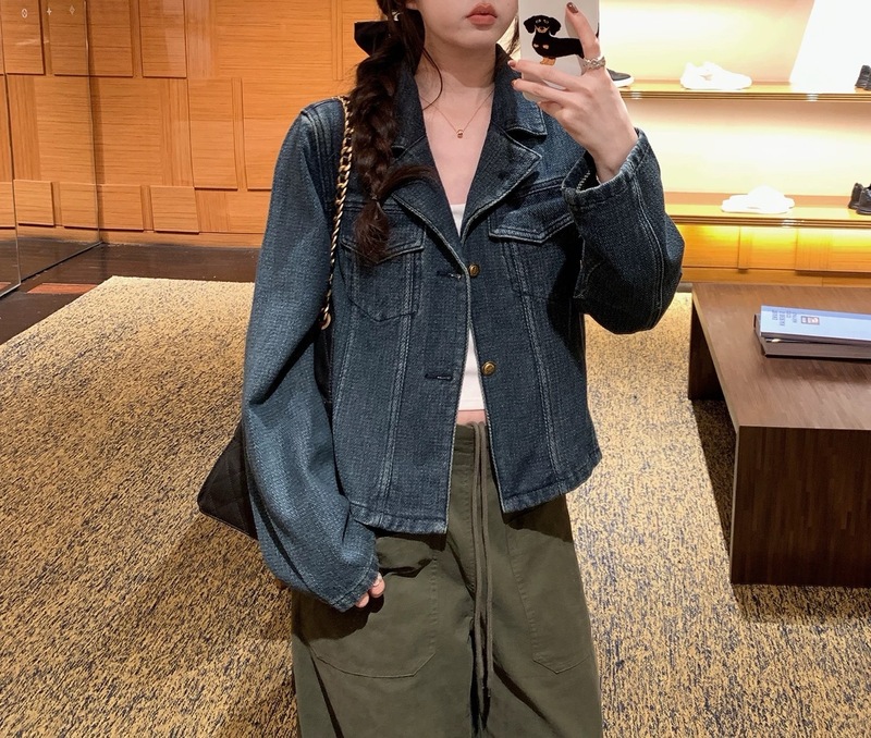 蓝调时刻 私服复古做旧牛仔外套女早秋韩系小众上衣|undefined