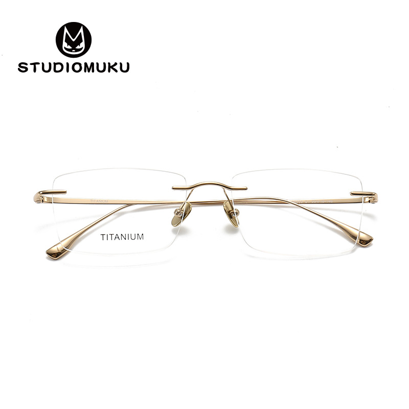 Gafas frescas de madera STUDIOMUKU montura de gafas sin bordes cuadrados sin montura simple con monturas de negocios para hombres y mujeres