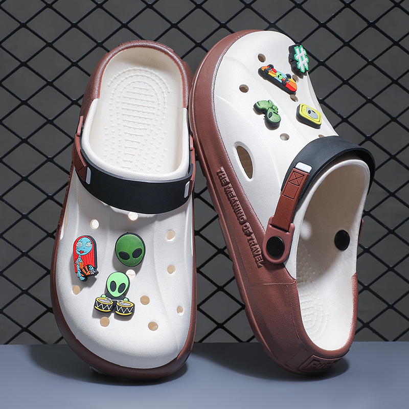 Eva hueco hueco zapatos para hombres cruzados verano 2025 nuevas zapatillas de playa antideslizantes de fondo grueso al aire libre verano