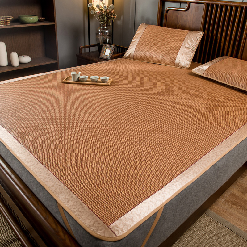 Summer New Three-Piece Rattan Mat Set, Foldable Summer Double Ice Silk Mat, Dormitory Cool Bamboo Mat Wholesale Delivery